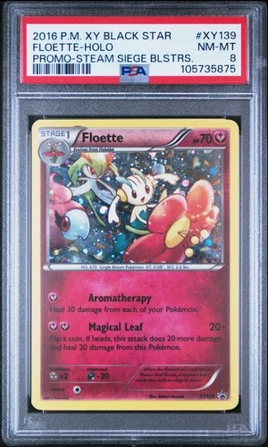 2016 POKEMON XY BLACK STAR PROMO STEAM SIEGE BLISTERS #XY139 FLOETTE-HOLO PSA 8