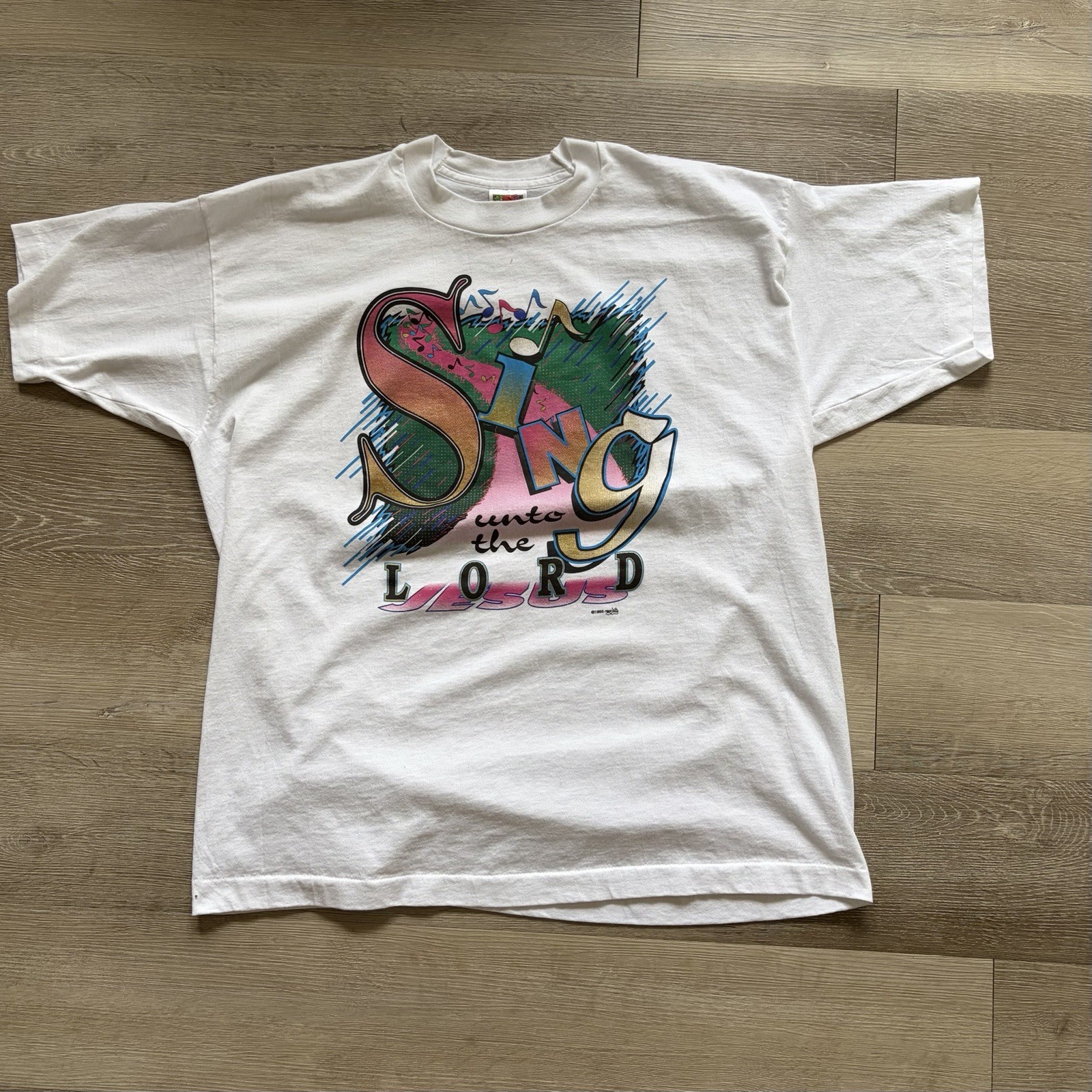 Vintage 90s Sing Unto The Lord Jesus Tee Shirt Men’s XL Colorful Religious