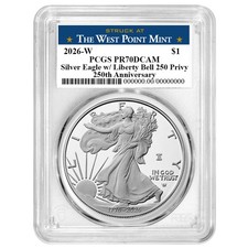 2026-W Proof 1 American Silver Eagle PCGS PR70DCAM West Point Label