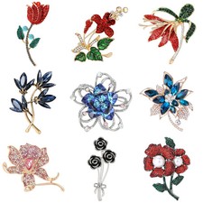 Enamel Peony Flower Brooches for Women Unisex Pearl Plant Pins Office Party Frie