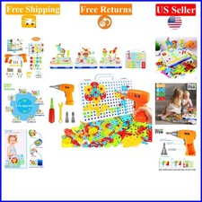 Kids Building Toy Set 193pcs Electric Drill STEM Construction Game for Ages 3-8