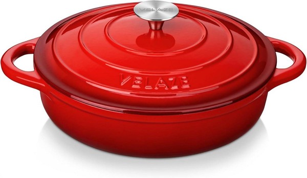 Velaze Gusseisen BräTer Schmortopf 3,5L 28Cm Emailliert Induktion Rot-image