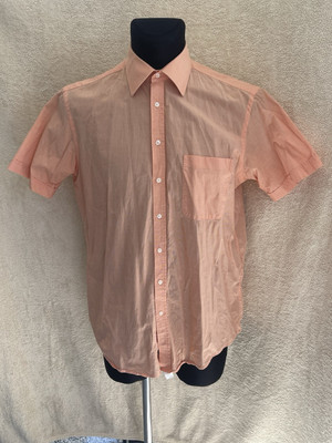 Gilberto Classic Fit Herren Hemd Gr. 41-42 Apricot 100% Baumwolle Kurzärmelig