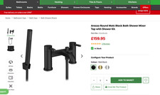 Arezzo Round Matt Black Bath Shower Mixer Tap with Shower Kit