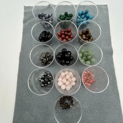 Vtg Gemstone Bead Lot - 378 Pcs, 13 Styles, 300+ Grams, Jewelry Making