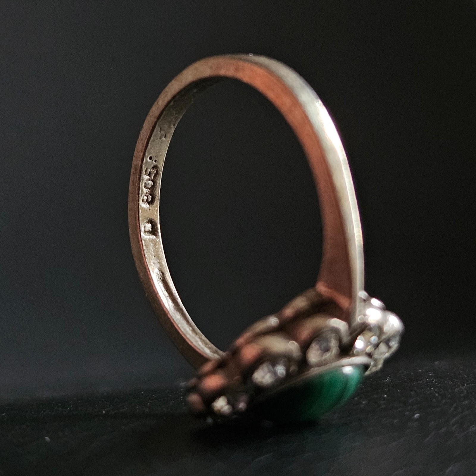 Malachite Crystal Surrounded Daisy Ring Solid Sil… - image 4