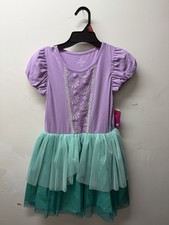 Disney Princess Girls Ariel Cosplay Dress with Flutter Sleeves Size Medium