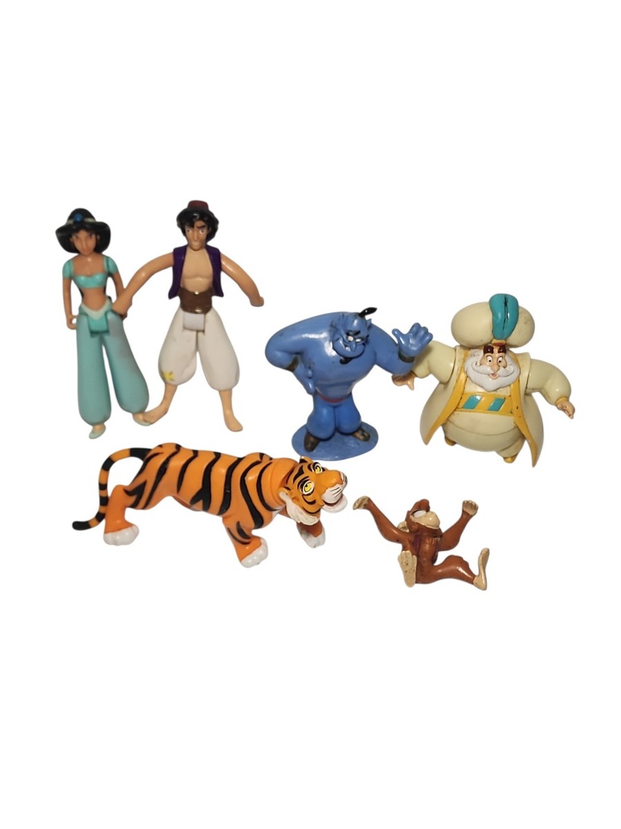 Disney Aladdin 6 Toy Figure Lot Jasmine Aladdin Abu Genie Rajah