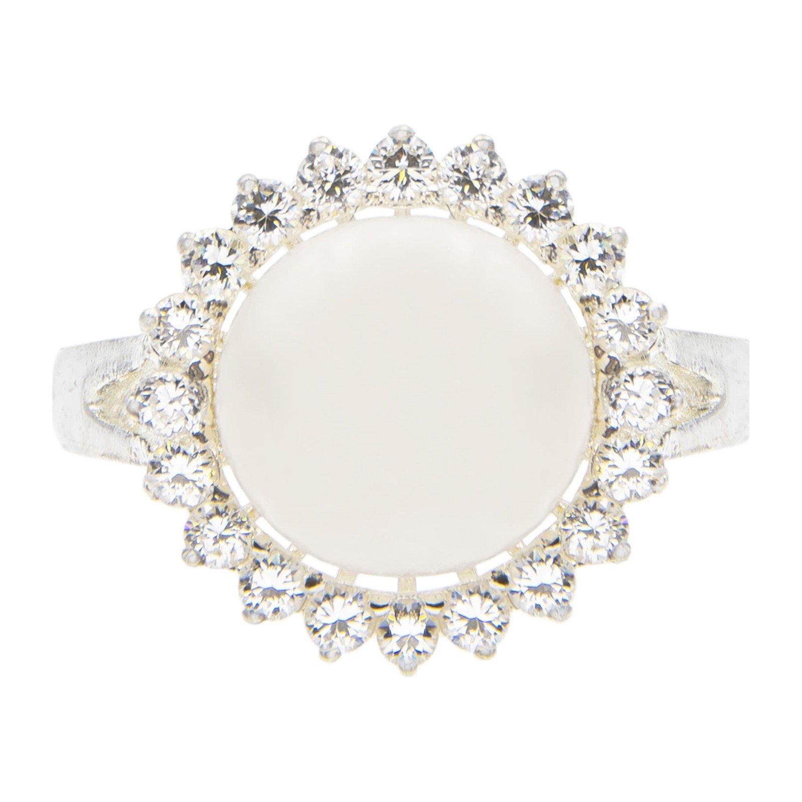 Кольцо из стерлингового серебра с культивированным жемчугом и кубическим цирконием Halo Set размер 8 2490₽