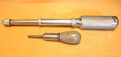 Vintage Stanley Yankee Chrome Push Drill W/9 Bits, Good Working Cond. + Bonus