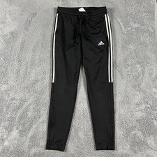 Adidas Primegreen Track Pants Womens S Black White 3-Stripe Ankle Zip Drawstring