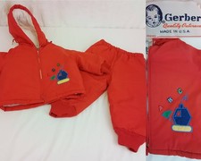 Gerber Insulated 2 Pc Set 18 Mos Red Jacket  Pants Embroidered VTG 1990s J4236