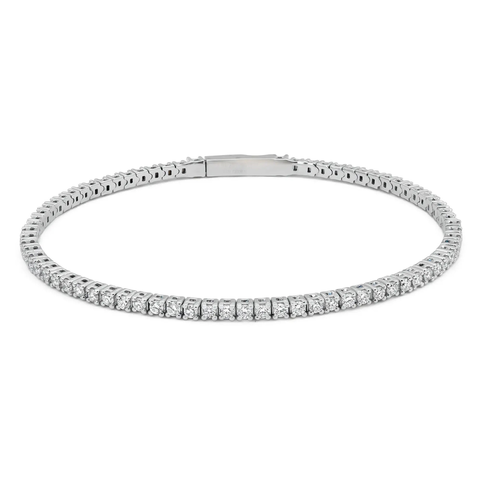 Rachel Koen Round Cut Lab Grown Diamond Bangle Bracelet 14K White Gold 1.0Cttw