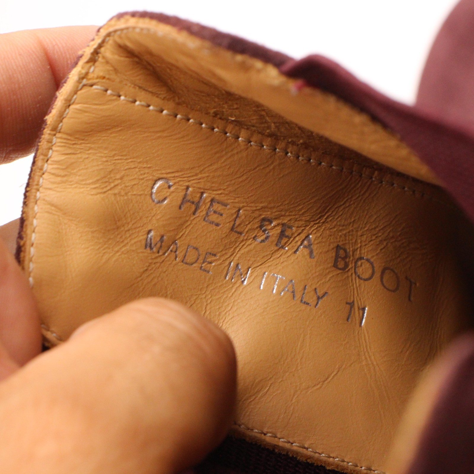 SAOLA Stivali Represent Chelsea rosso bordeaux scamosciato uomo taglia US 11 suola crepe