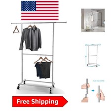 Heavy-Duty Adjustable Garment Rack on Wheels:...