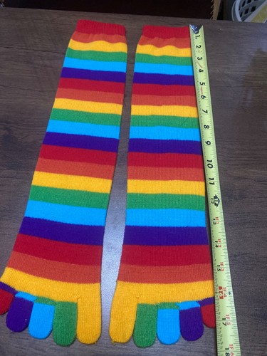 Rainbow Pride Toe Socks Knee High LGBTQ+ Striped Over the Knee Festival Costume