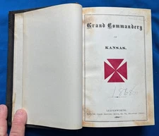 RARE 1868 - 1878 Kansas Grand Commandry of Knights Templar Masonic Proceedings