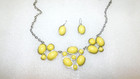 DEMI DIVA 18" YELLOW CABOCHON STONE STATEMENT NECKLACE & PIERCED EARRING SET — photo 2