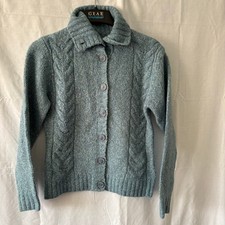 L.L. Bean Wool Blend Button Front Cardigan Cable Knit Sweater Small Regular