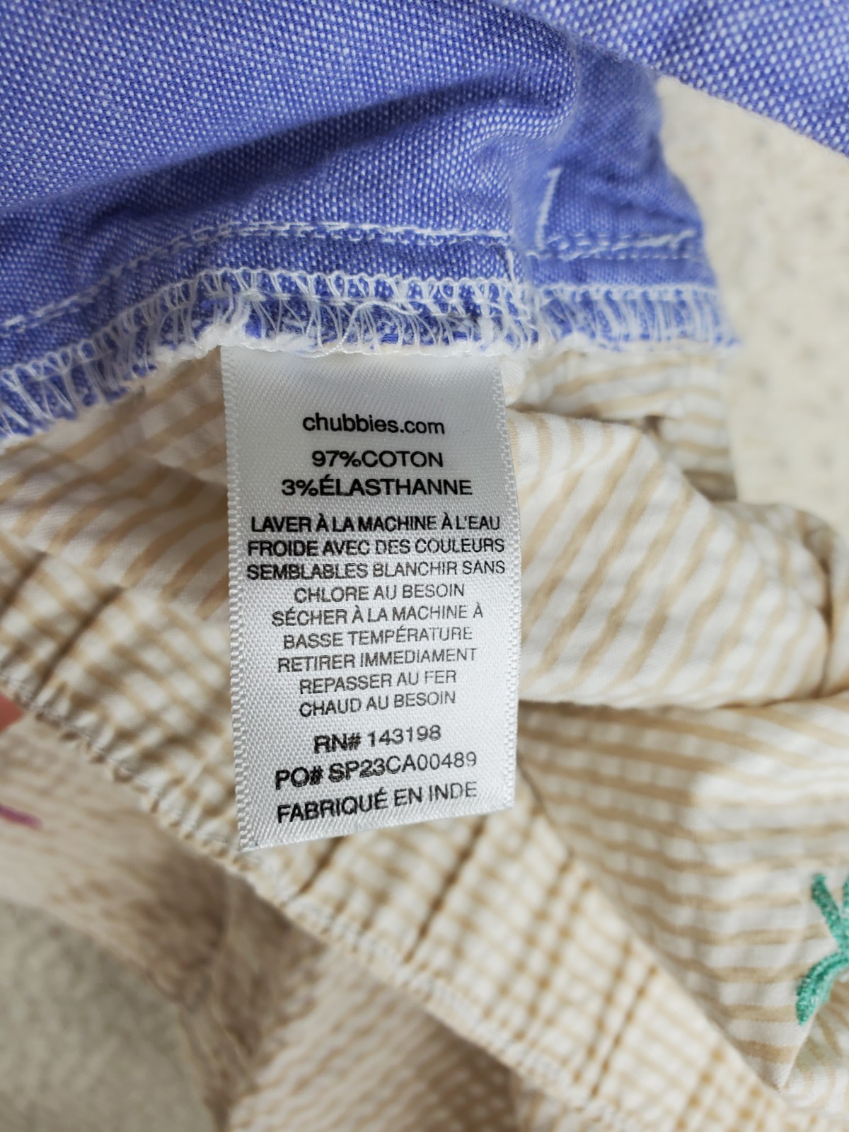 Chubbies Originals Seersucker Shorts Mens M (28-31 x7) White Red Beige The Palms