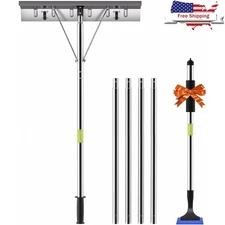 Snow Roof Rake W/ Rubber Scraper Extendable Lightweight Rake Snow Removal New