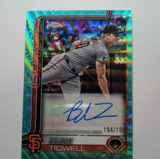 topps 2025 chrome blade tidwell aqua wave autograph /199 rookie giants