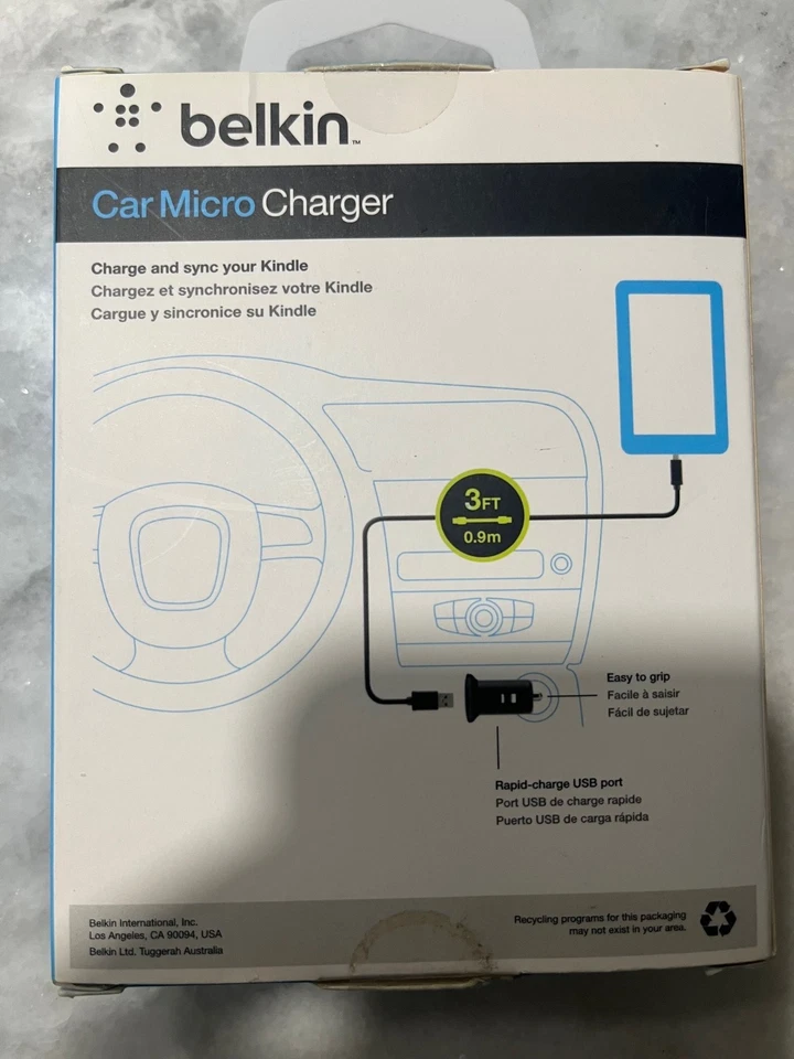 *ENVÍO GRATUITO* Cargador de Coche Belkin 10 vatios Micro USB 2.1 AMP - Negro - NUEVO Foto 2 de 2