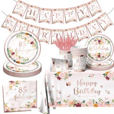 85 Fabulous Party Supplies - Rose Gold Decorations 85th