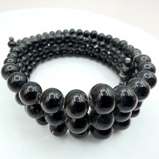 Vintage 90s Black Beaded Memory Wire Wrap Bracelet Women's Classic Jewelry