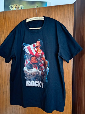 Herren T-Shirt Schwarz Rocky Balboa  ROCKY  Print Druckgrafik Kurzarm XL