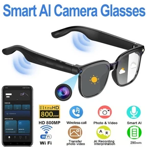 Smart AI Glasses 8MP HD Camera Video Record Bluetooth 5.4 ChatGPT Audio Headset