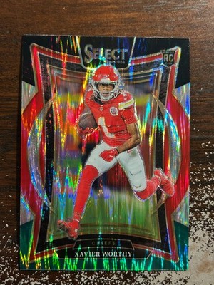 2024 Panini Select - Concourse Xavier Worthy #32 Black & Green Shock Prizm (RC)