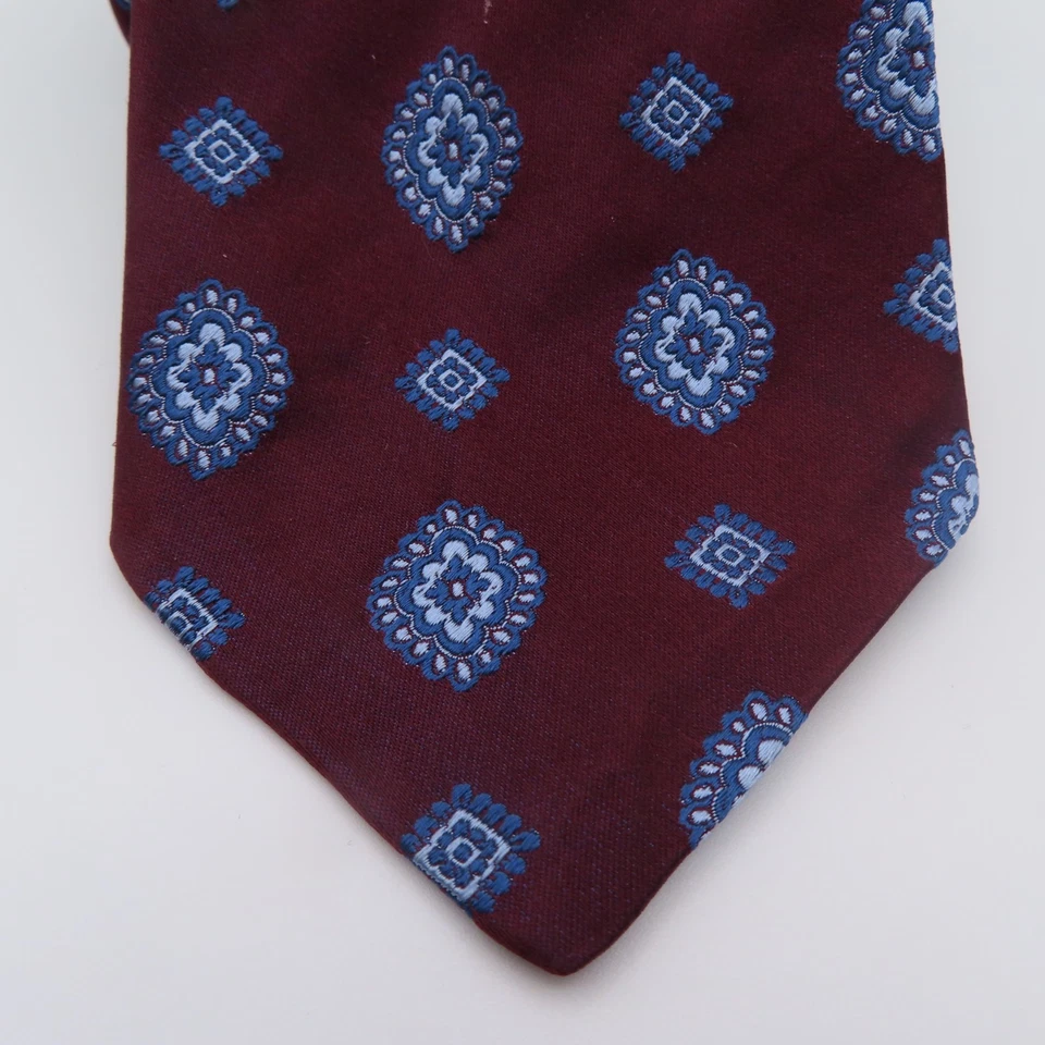 Corbata de seda Holland & Sherry azul rojo lunares siete pliegues 3,25" ancho 58" largo EE. UU. Foto 2 de 4