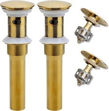 Rockgoya Bathroom Sink Drain, 2 Pack Gold Drain Stopper Bathroom Sink with