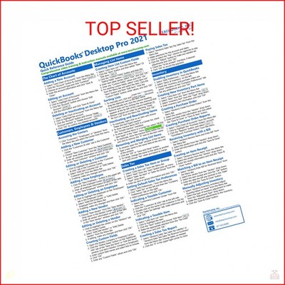 QuickBooks Desktop Pro 2021 Quick Reference Training Card - Laminated Tutorial G