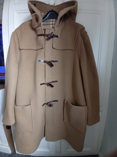 HERREN ORIGINAL MONTGOMERY BEIGE CAMEL HELLBRAUN DUFFELCOAT HORN UMSCHALTBAR GRÖSSE 50.