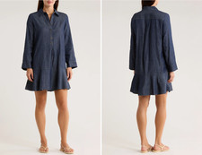 Summer Dress Chambray Roll Sleeve Tommy Hilfiger Size 12 Beach Travel MSRP $119