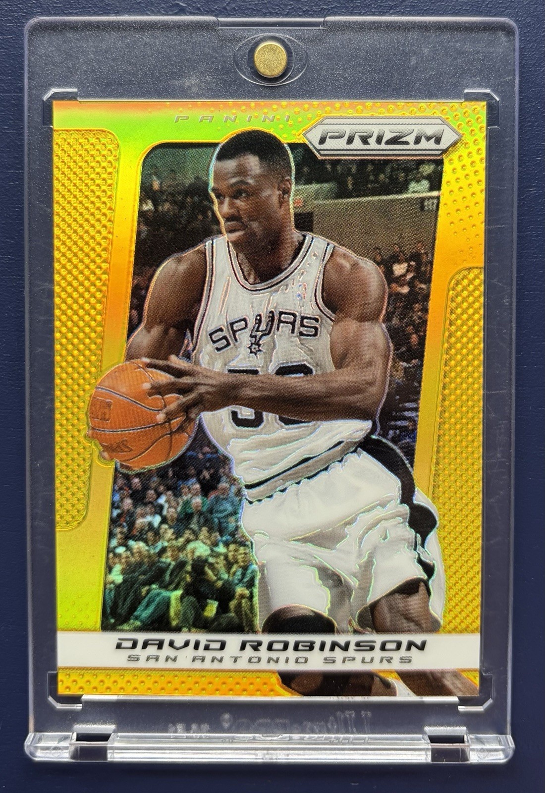 2013-14 PANINI PRIZM #226 SPURS HOF TRUE GOLD /10 DAVID ROBINSON SECOND YEAR SSP