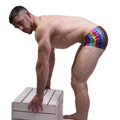 BLACK LABEL sexy Herren Badehose Badepant Rainbow  Multicolor Gr. L