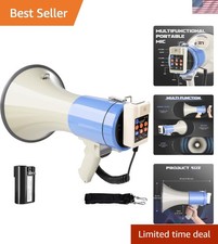 Bluetooth Megaphone with Siren Bullhorn 50 Watt Bullhorn Speaker with Detacha...