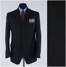 Mens Italian Blazer 40R UK Size LAREN & CO Black Wool Sport Coat Jacket