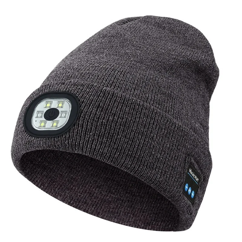 Bluetooth 5.0 LED Beanie Hat with Music Speakers Mic Rechargeable Cap Head Light - image 2 of 4