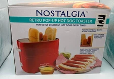 Nostalgia Retro Pop-Up Hot Dog Toaster,New, Metallic Red Cooks 2 Hot Dogs & Buns