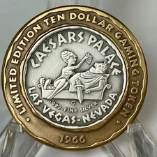 1966 Caesars Palace .999 SILVER $10 Gaming Token Antique Finish Winged Victory