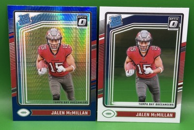 Jalen McMillan 2 Card Lot of 2024 Panini Donruss Optic #239 - Blue Hyper & Base