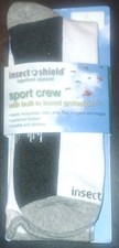 Insect Shield Sport Crew Socks Medium Gray Black Green Insect Protection Outdoor