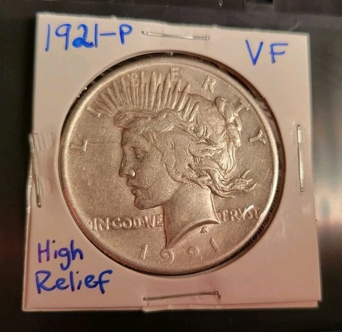 1921-P Peace Dollar - High Relief - VF Condition - Cleaning Lines - 90% Silver