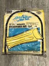 Vtg The Wet Set Inflatable Embossed Air Mat 72 x 27 Yellow Zee Toys 1983 #59700