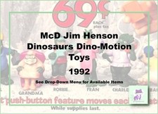 McDonald's 1992 Jim Henson TV Dinosaurs Dino-Motion Toys-Pick