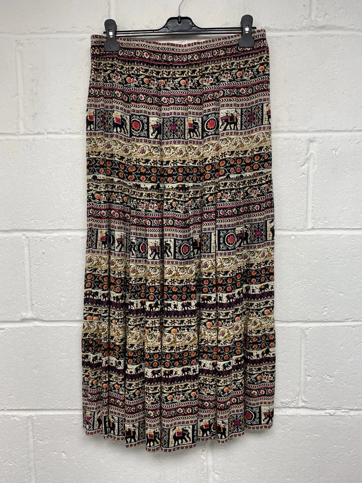 Cotton Traders Multicoloured Elephant Print Boho Hippy Maxi Skirt Size 14 PT - Image 4 of 4
